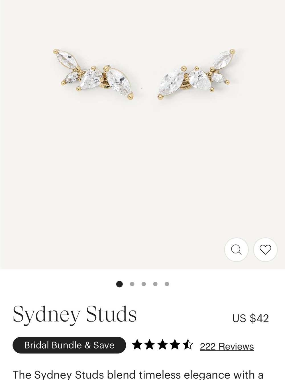 NWT - Gold Tone Olive & Piper Crystal Leaf Stud Earrings